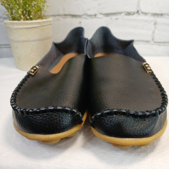 VENUS CELIA BLACK COMFORT WALKING BOAT SHOE, RUBBER SOLE, SIZE 44 (11) LIKE NEW - Picture 7 of 8